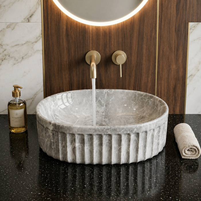 Bassino Grey Marble Textured Countertop Wash Basin