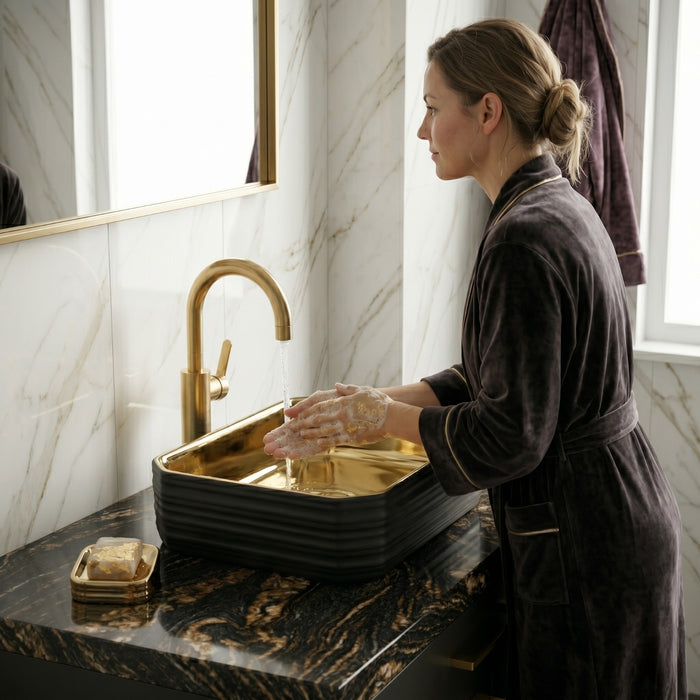 Bassino Luxury Gold Finish Countertop Wash Basin 