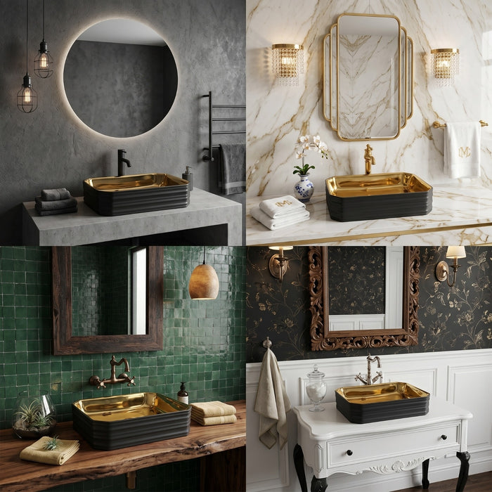 Bassino Luxury Gold Finish Countertop Wash Basin 