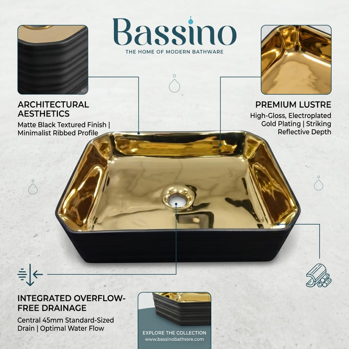 Bassino Luxury Gold Finish Countertop Wash Basin 