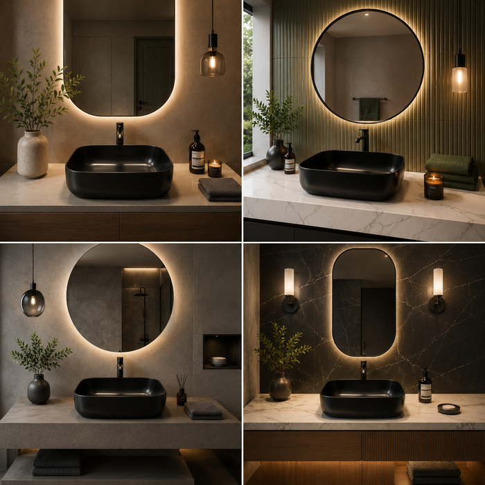 Bassino Matte Black Countertop Wash Basin 