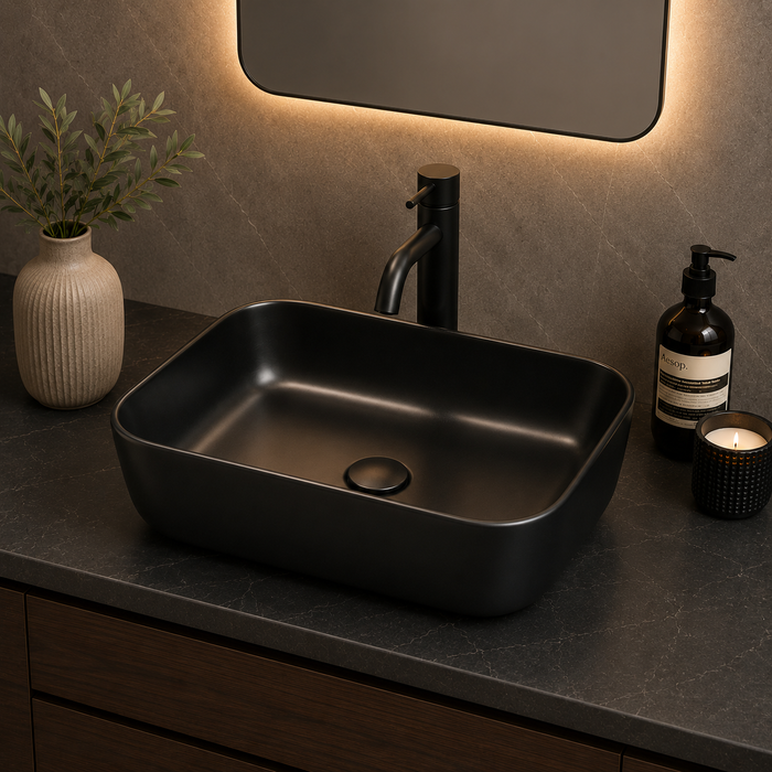 Bassino Matte Black Countertop Wash Basin 