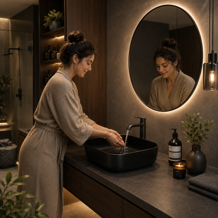 Bassino Matte Black Countertop Wash Basin 