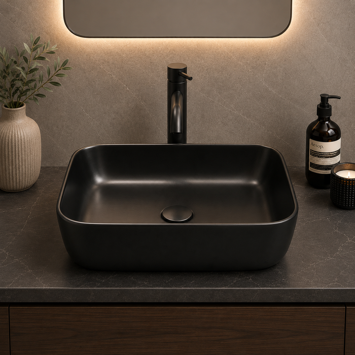 Bassino Matte Black Countertop Wash Basin 