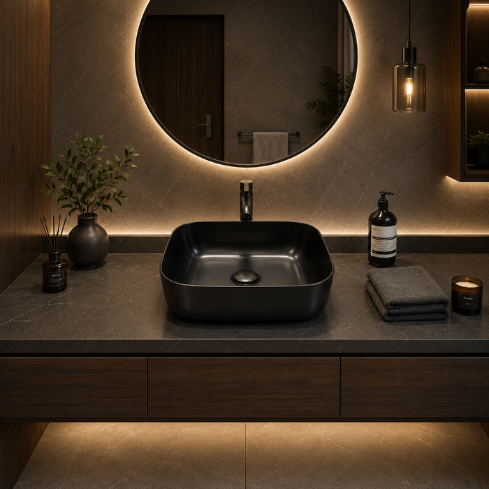 Bassino Matte Black Countertop Wash Basin 