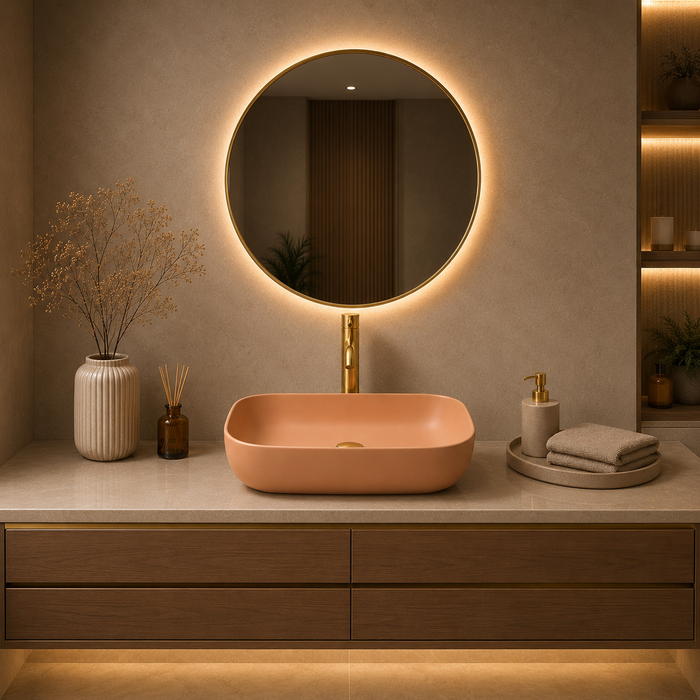 Bassino Matte Peach Countertop Wash Basin 