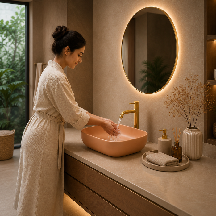 Bassino Matte Peach Countertop Wash Basin 