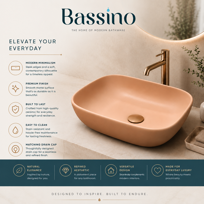 Bassino Matte Peach Countertop Wash Basin 