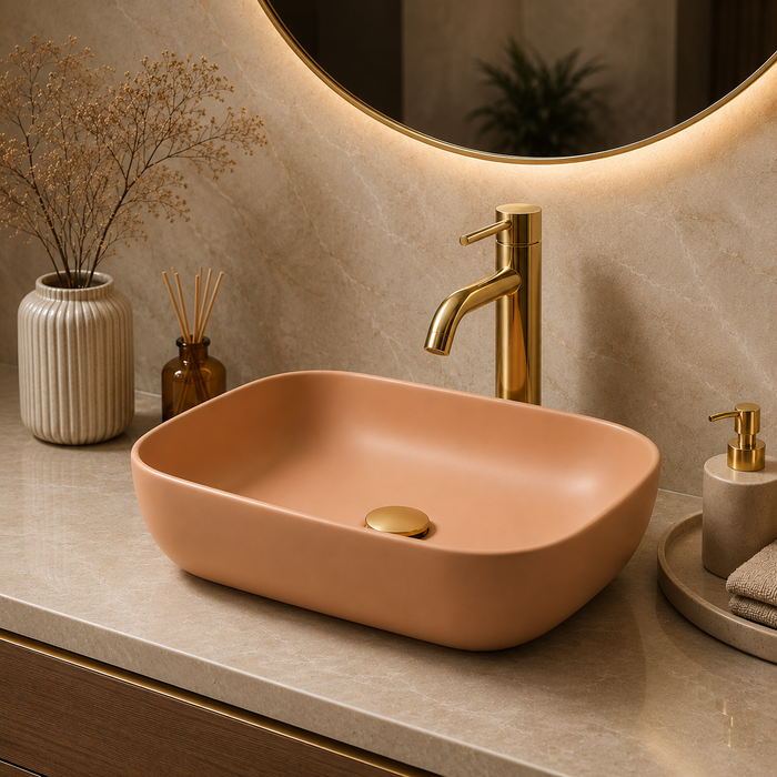 Bassino Matte Peach Countertop Wash Basin 