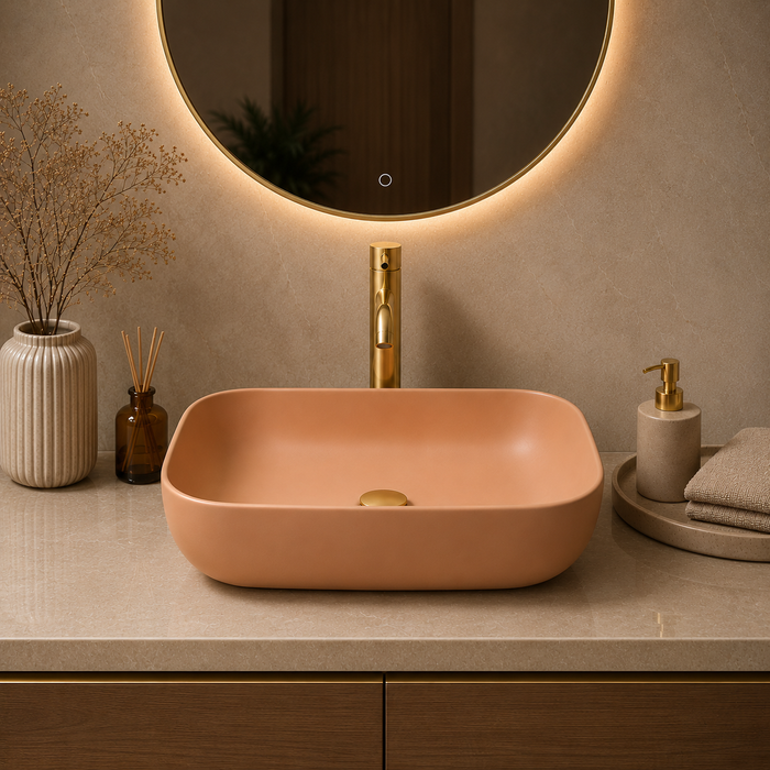 Bassino Matte Peach Countertop Wash Basin 