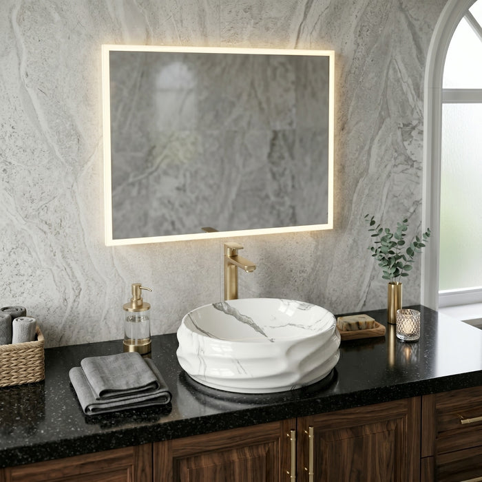 Bassino Round Marble Texture Countertop Wash Basin
