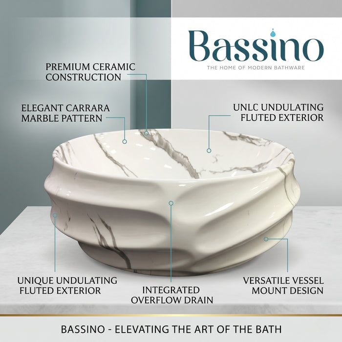 Bassino Round Marble Texture Countertop Wash Basin