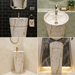 Bassino White & Gold Marble Effect Pedestal Basin 