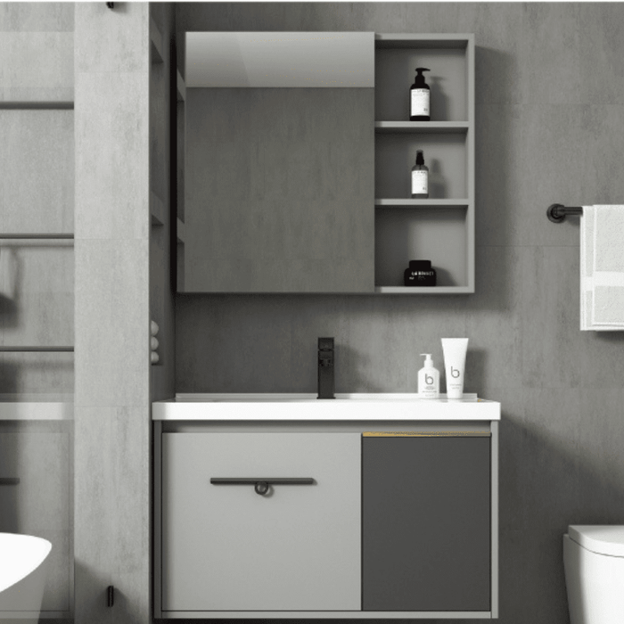 Modern bathroom cabinet with mirror and storage