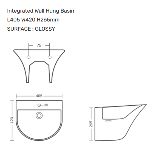 Berlin Wall Hung Wash Basin Size