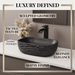 Black Ceramic Table Top Wash Basin – Matte Finish Rectangular Countertop Basin with Textured Wave Design for Luxury Bathrooms | 18x13x6 Inch