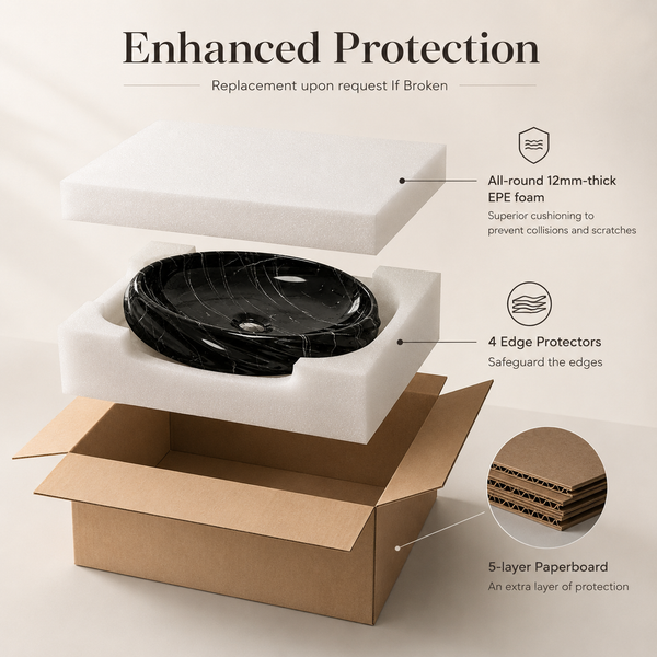 Black Glossy Ceramic Oval Countertop Wash Basin – (21" × 13" × 6" IN)