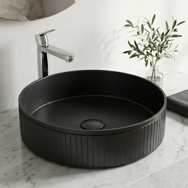 Bassino Modern Stainless Steel Wash Basin | Stylish Countertop Wash Basin for Bathroom–400x400x130 mm Black