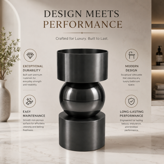 Black metal globe pedestal wash basin 
