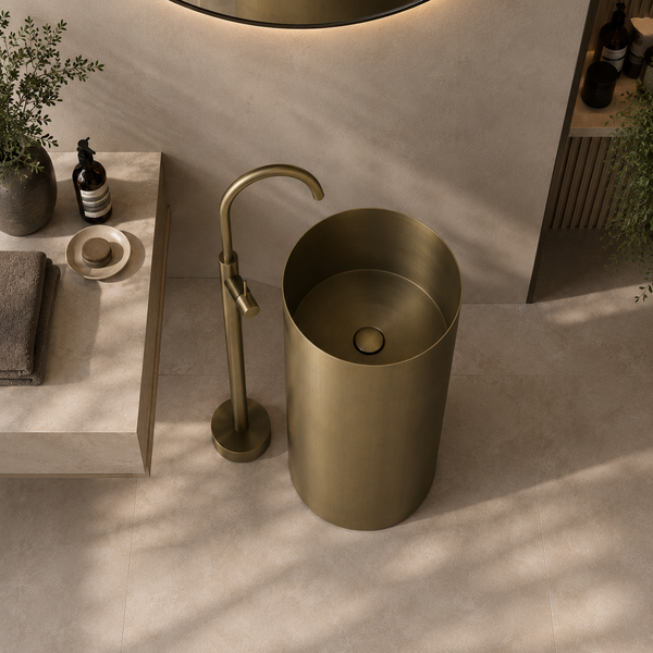 Metal Pedestal Wash Basin,size-16x16x33 Inch Bronze