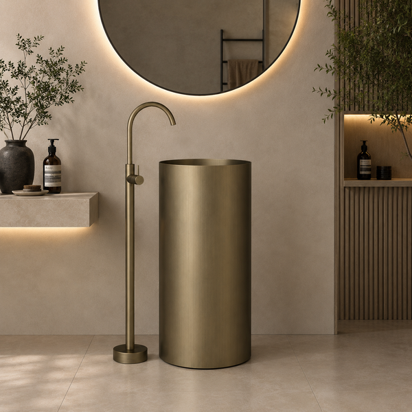 Metal Pedestal Wash Basin,size-16x16x33 Inch Bronze