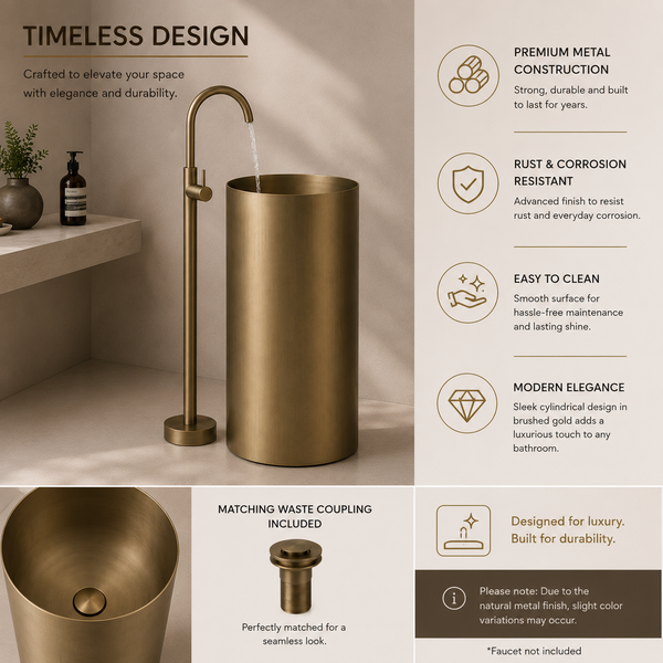Metal Pedestal Wash Basin,size-16x16x33 Inch Bronze