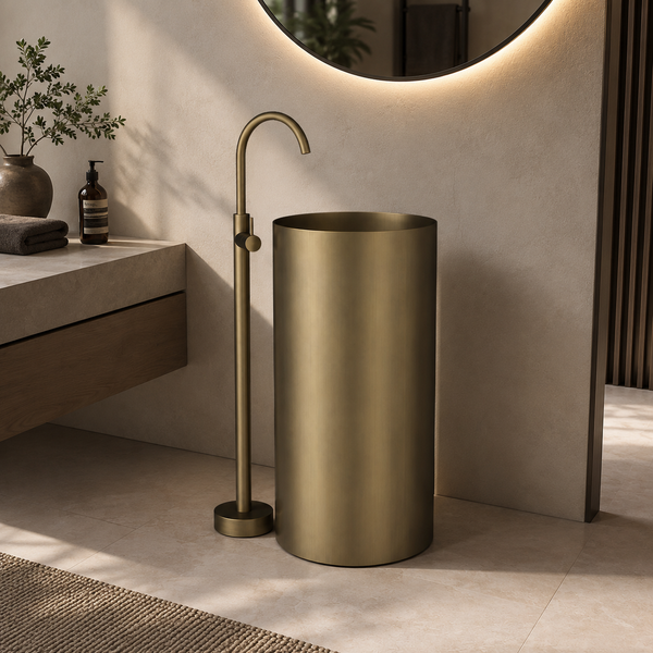 Metal Pedestal Wash Basin,size-16x16x33 Inch Bronze