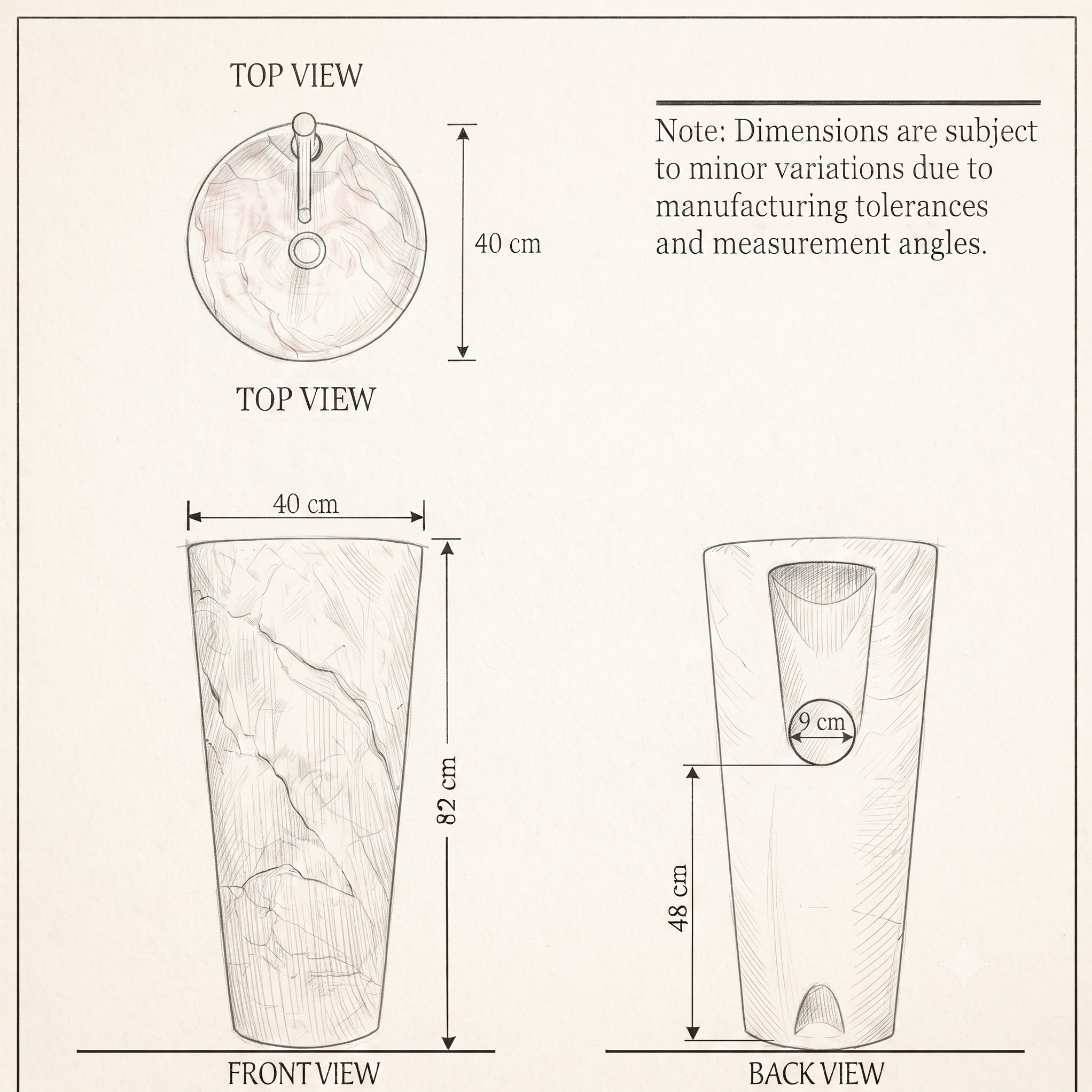 Ceramic Pedestal Wash Basin With Tap-Hole | Ivory | Matt | 15x15x32 ...