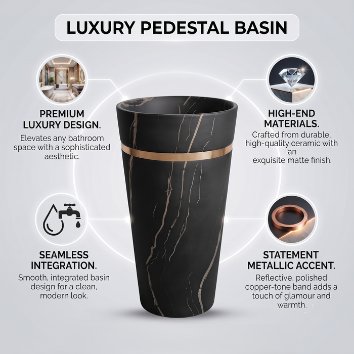 Ceramic Pedestal Wash Basin | Black