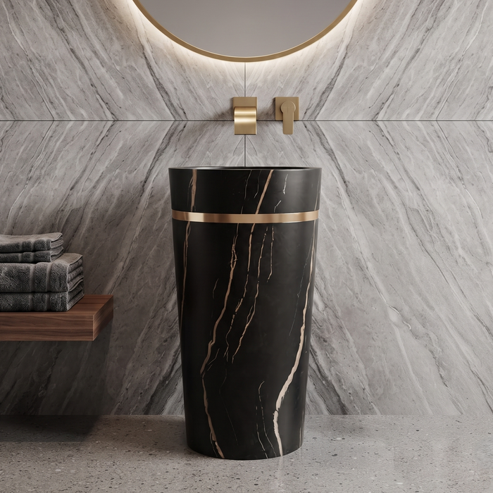 Ceramic Pedestal Wash Basin | Black