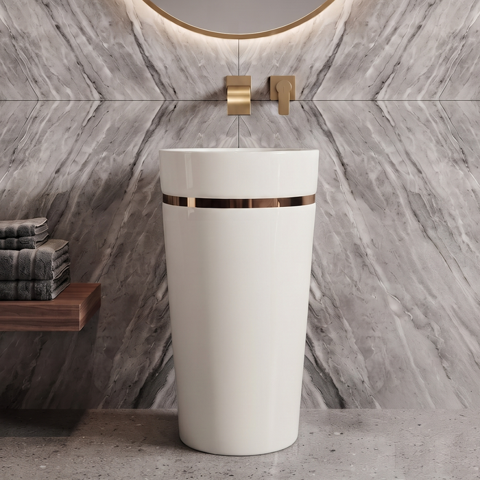 Ceramic Pedestal Wash Basin | White