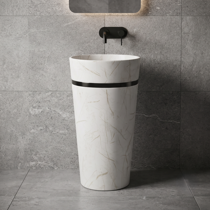 Ceramic Pedestal Wash Basin | White