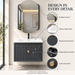 Charcoal grey 24 inch wall mounted bathroom vanity set with fluted storage cabinet, gold knob, glossy white ceramic basin and designer LED mirror, featuring modern luxury bathroom styling.