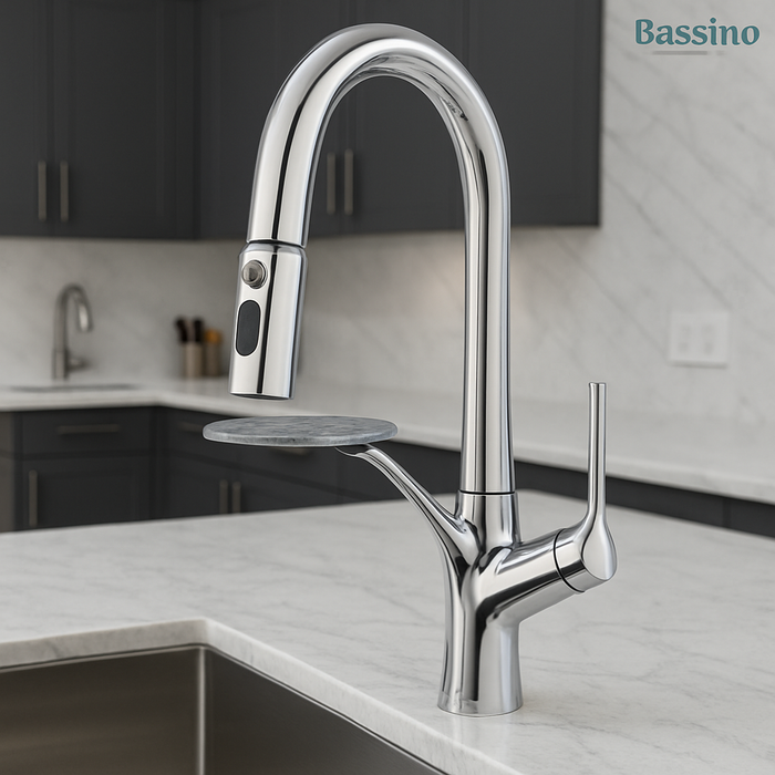 Pull-Out 3-Function Kitchen Sink Mixer Tap | 360° Swivel | Multi-Flow | 4 Finishes | 7-Year Warranty Silver