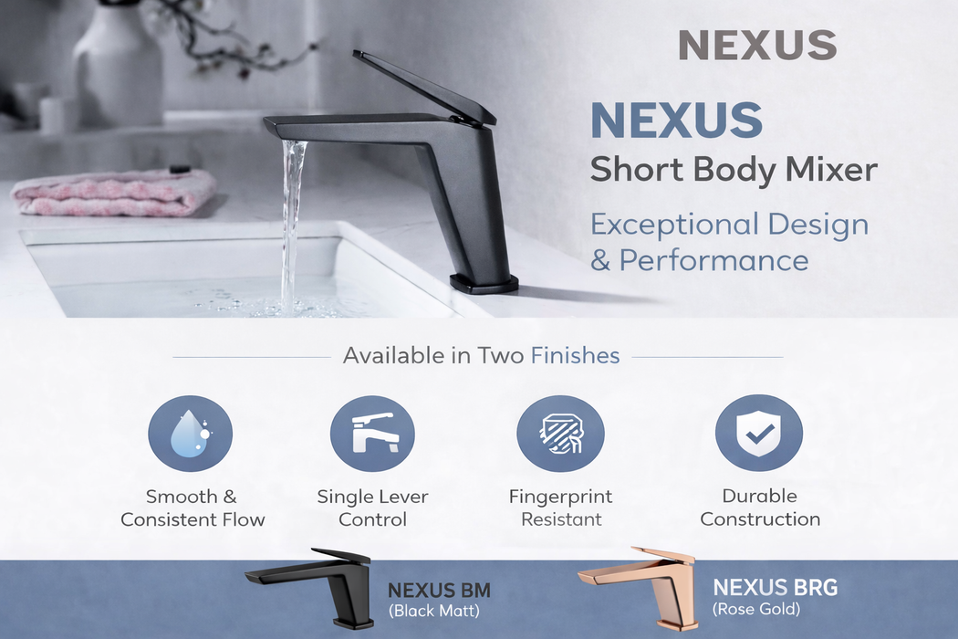 BASSINO NEXUS Short Body Modern Basin Faucet Mixer | 3 Years Warranty Black