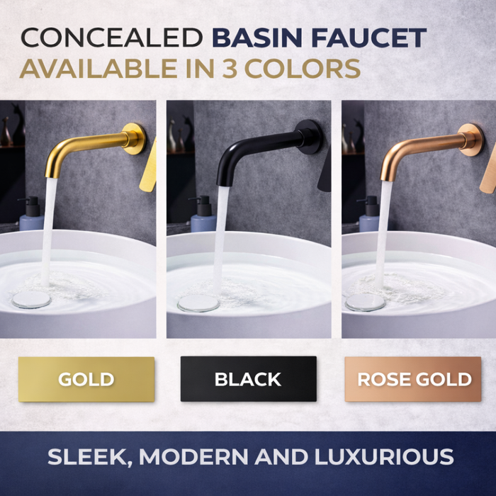 BASSINO MARK Concealed Basin Hot & Cold Mixer Faucet | 3 Years Warranty Gold