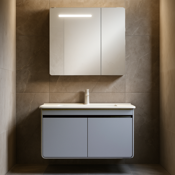 Sensor LED Bathroom Cabinet with Ceramic Basin & Dual Door Main Cabinet 800mm