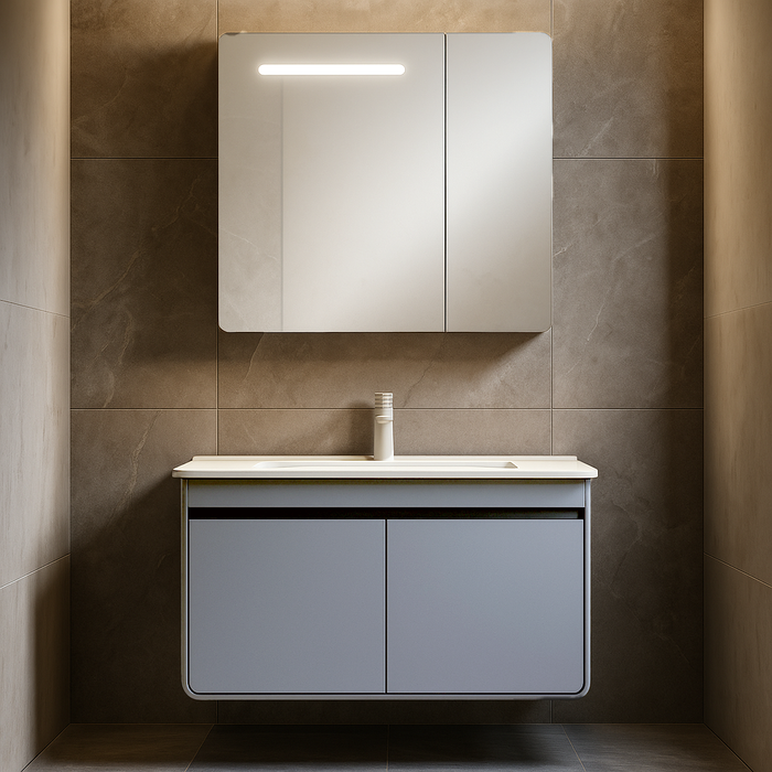 Sensor LED Bathroom Cabinet with Ceramic Basin & Dual Door Main Cabinet 800mm