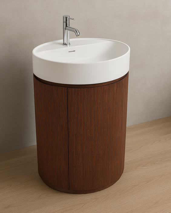 Freestanding Vanity Basin with Wooden Cabinet(24x18x34Inch)