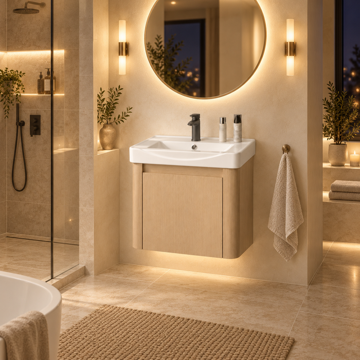 Modern Wall-Mounted Bathroom Vanity with Basin – 21 × 14 × 16 mm