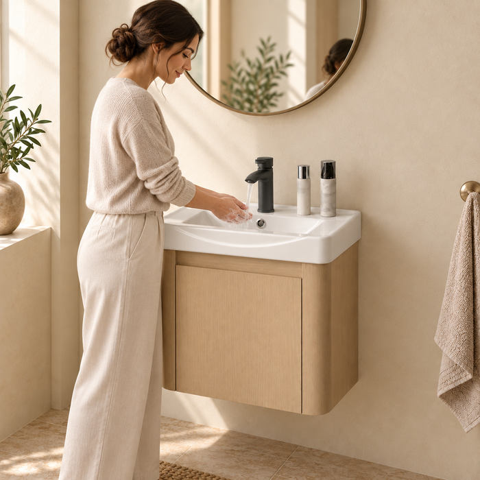 Modern Wall-Mounted Bathroom Vanity with Basin – 21 × 14 × 16 mm