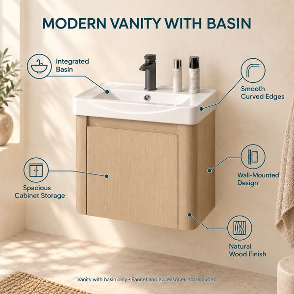 Modern Wall-Mounted Bathroom Vanity with Basin – 21 × 14 × 16 mm