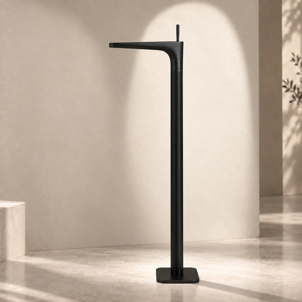 BASSINO Brass Bathroom Sink Wash Basin Mixer Tap Single Handle Hot & Cold Waterfall Lavatory Sink Faucet for Living Room & Bathrooms