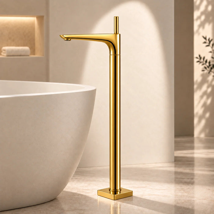 Bassino Antique Finish Floor-Mounted Bathtub Mixer Tap – Freestanding Tall Body Bath Filler