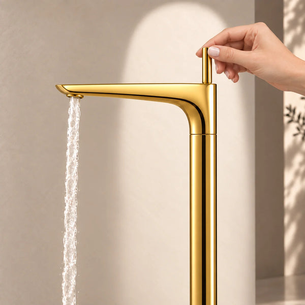 Bassino Antique Finish Floor-Mounted Bathtub Mixer Tap – Freestanding Tall Body Bath Filler