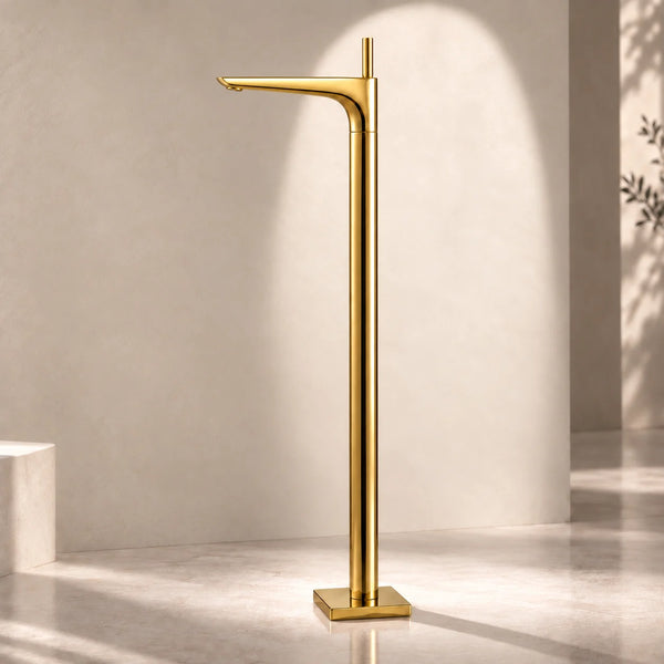 Bassino Antique Finish Floor-Mounted Bathtub Mixer Tap – Freestanding Tall Body Bath Filler