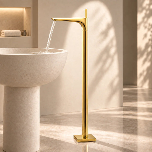 Bassino Antique Finish Floor-Mounted Bathtub Mixer Tap – Freestanding Tall Body Bath Filler