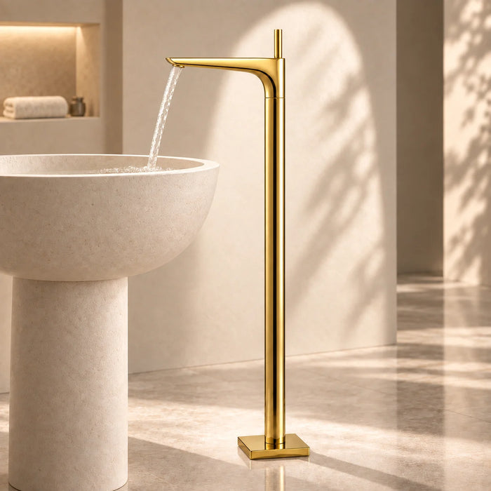 Bassino Antique Finish Floor-Mounted Bathtub Mixer Tap – Freestanding Tall Body Bath Filler
