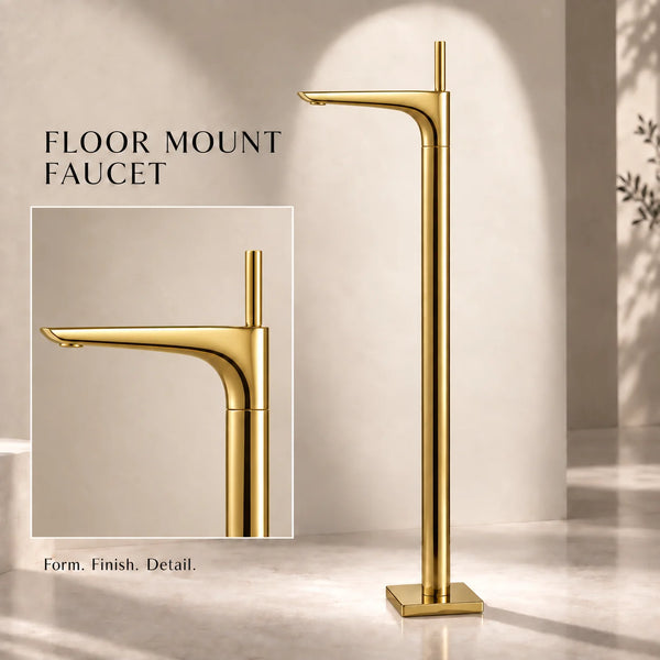 Bassino Antique Finish Floor-Mounted Bathtub Mixer Tap – Freestanding Tall Body Bath Filler
