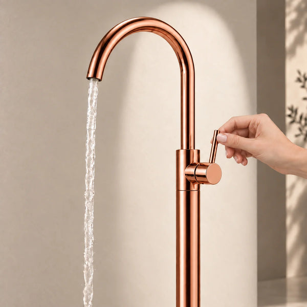 Bassino Free Standing Basin Mixer Tap –  Floor Mounted Faucet for Pedestal Basins